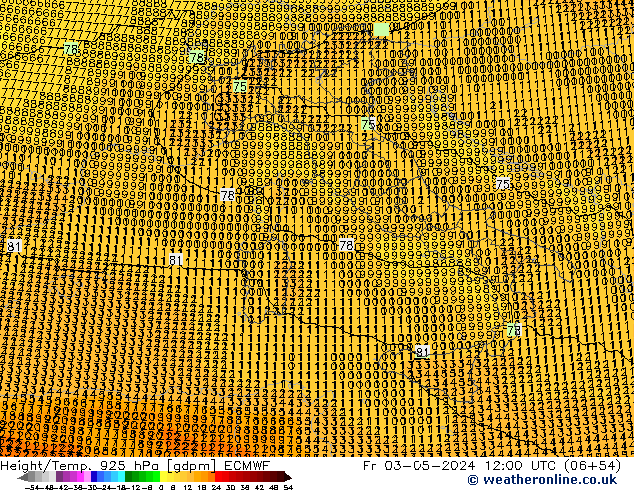 Height/Temp. 925 hPa ECMWF  03.05.2024 12 UTC