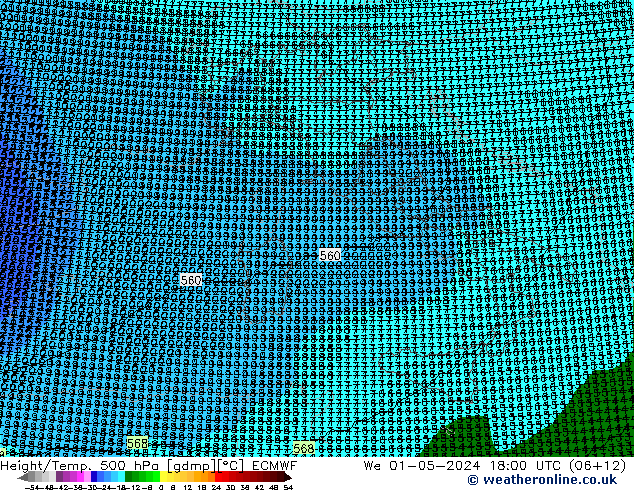 Height/Temp. 500 hPa ECMWF  01.05.2024 18 UTC