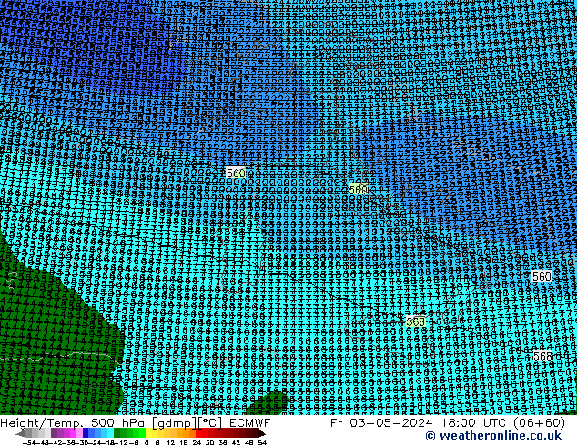 Height/Temp. 500 hPa ECMWF Fr 03.05.2024 18 UTC