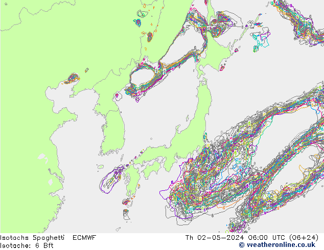 Isotachs Spaghetti ECMWF Th 02.05.2024 06 UTC