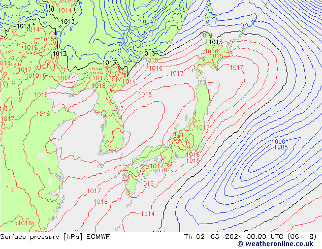 ciśnienie ECMWF czw. 02.05.2024 00 UTC