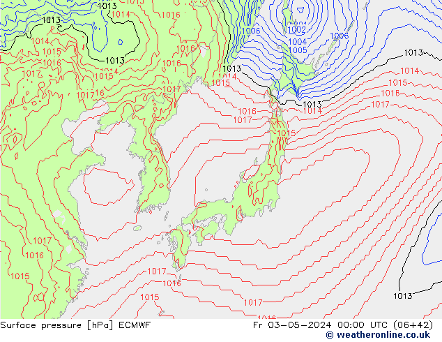 Yer basıncı ECMWF Cu 03.05.2024 00 UTC