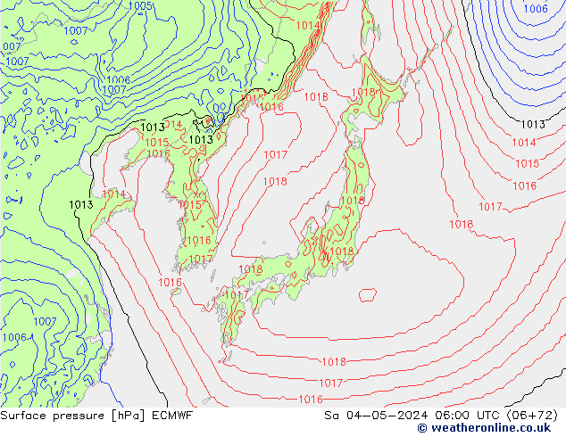 приземное давление ECMWF сб 04.05.2024 06 UTC