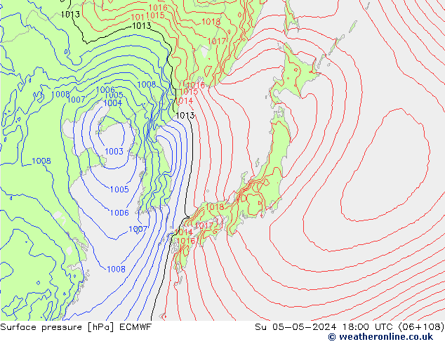 Presión superficial ECMWF dom 05.05.2024 18 UTC