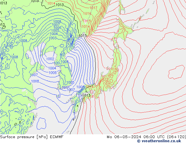 Luchtdruk (Grond) ECMWF ma 06.05.2024 06 UTC