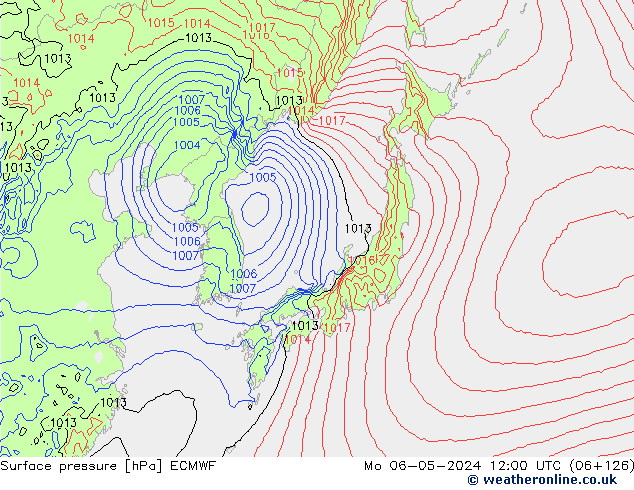 pressão do solo ECMWF Seg 06.05.2024 12 UTC