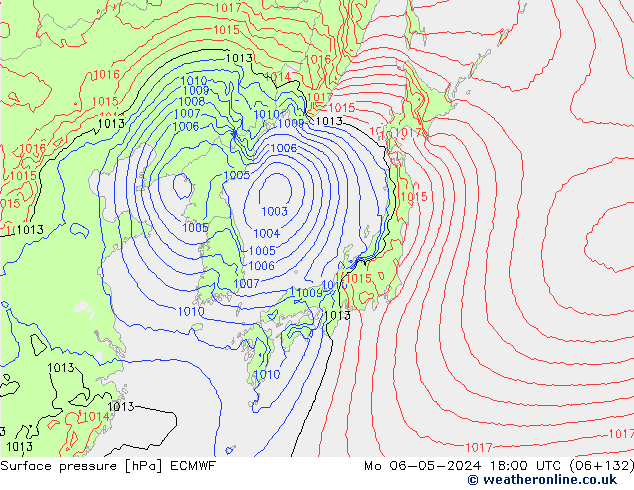 ciśnienie ECMWF pon. 06.05.2024 18 UTC