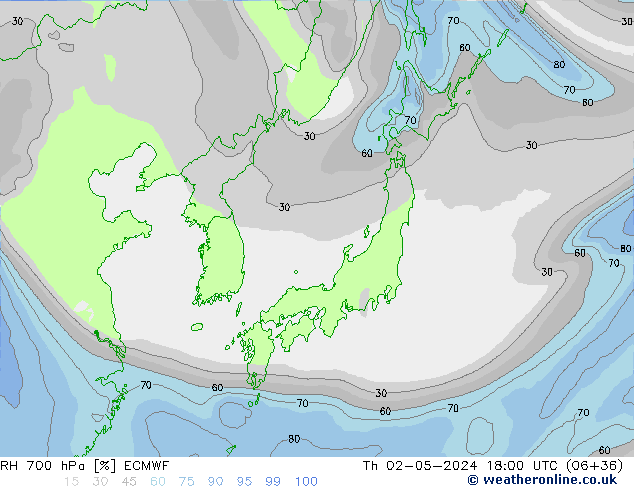 RH 700 hPa ECMWF Do 02.05.2024 18 UTC