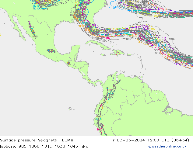 Atmosférický tlak Spaghetti ECMWF Pá 03.05.2024 12 UTC