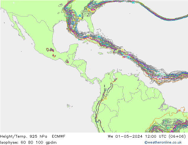 Yükseklik/Sıc. 925 hPa ECMWF Çar 01.05.2024 12 UTC