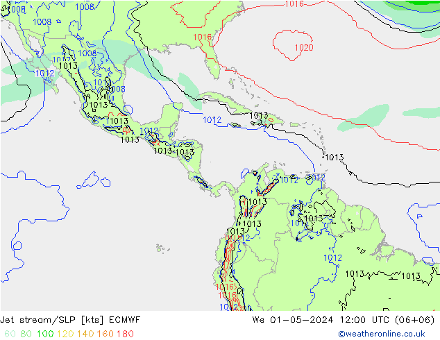 Jet stream/SLP ECMWF We 01.05.2024 12 UTC