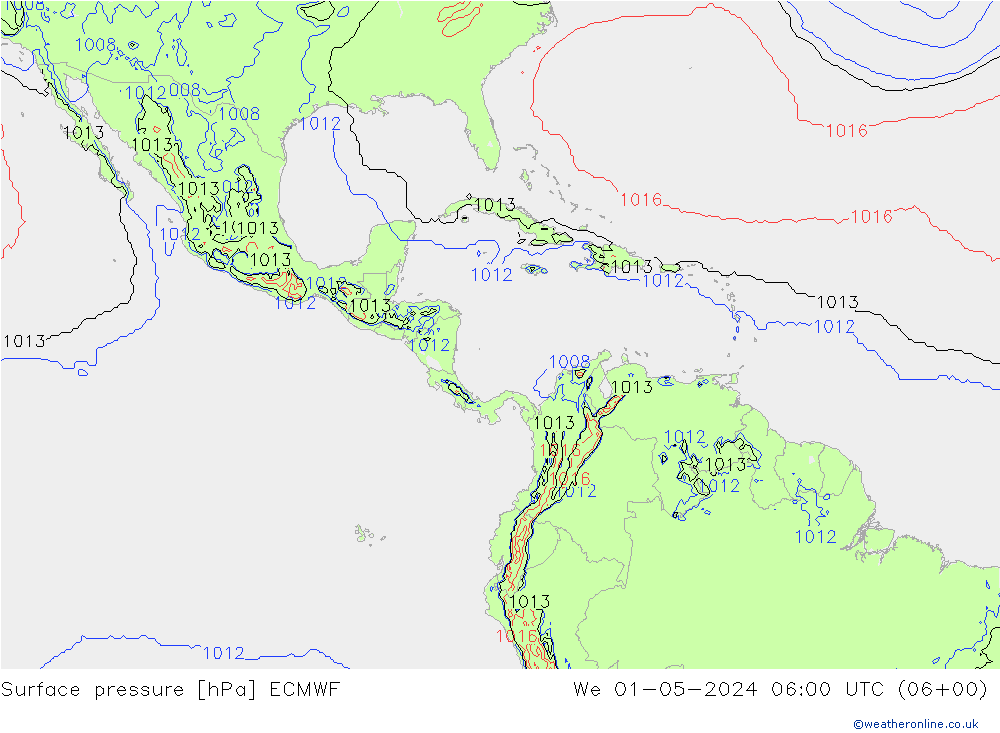 Yer basıncı ECMWF Çar 01.05.2024 06 UTC