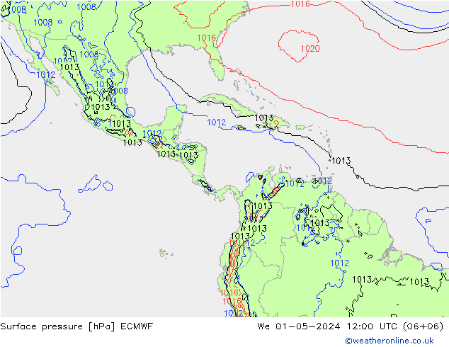 ciśnienie ECMWF śro. 01.05.2024 12 UTC