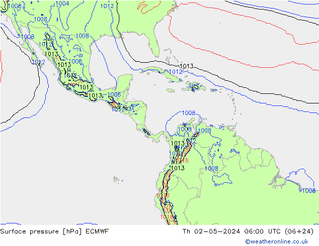 Surface pressure ECMWF Th 02.05.2024 06 UTC