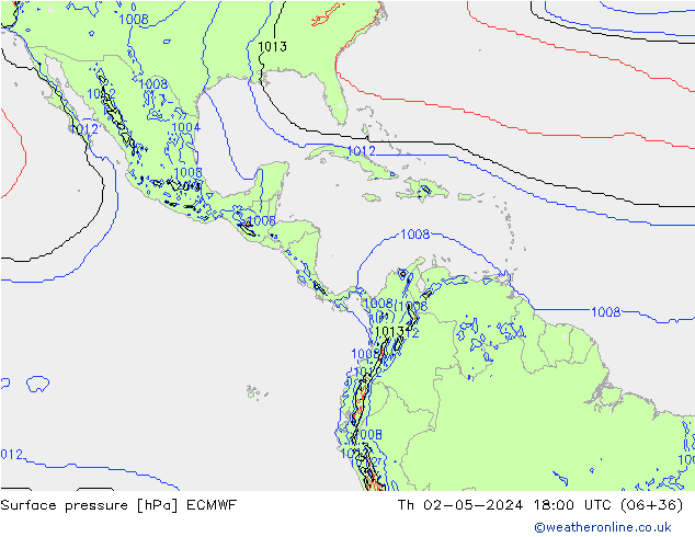 Presión superficial ECMWF jue 02.05.2024 18 UTC