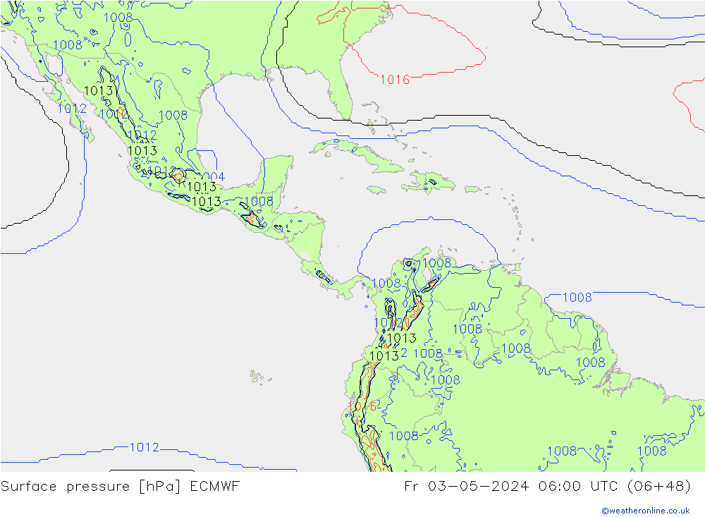 pressão do solo ECMWF Sex 03.05.2024 06 UTC