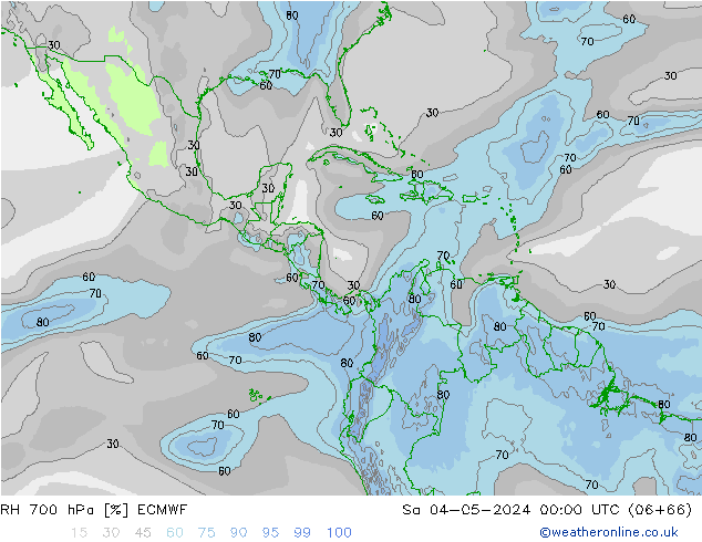 RH 700 hPa ECMWF Sáb 04.05.2024 00 UTC