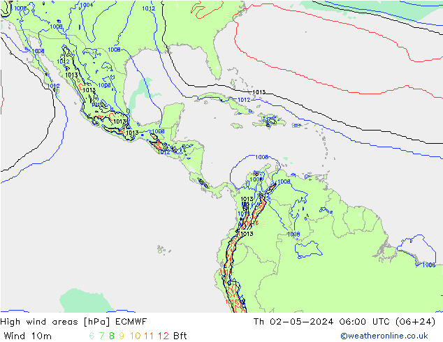 High wind areas ECMWF Qui 02.05.2024 06 UTC