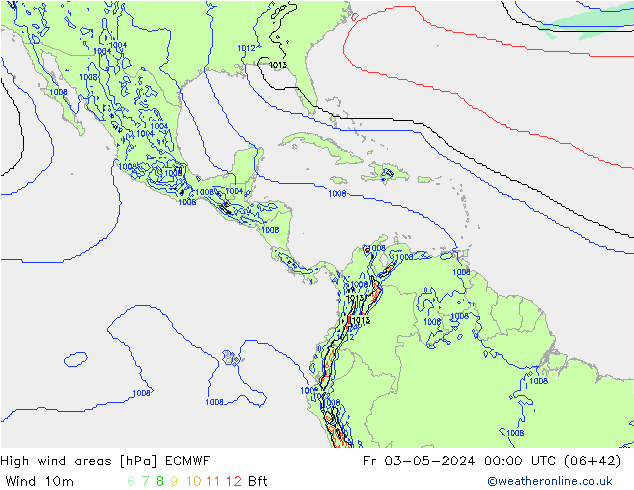 High wind areas ECMWF Sex 03.05.2024 00 UTC