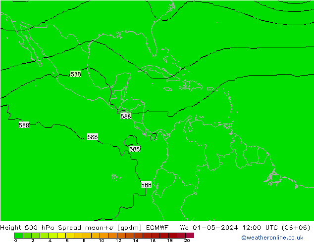 500 hPa Yüksekliği Spread ECMWF Çar 01.05.2024 12 UTC