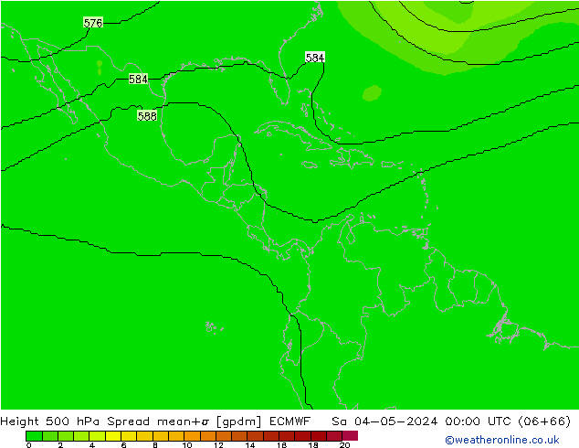 500 hPa Yüksekliği Spread ECMWF Cts 04.05.2024 00 UTC