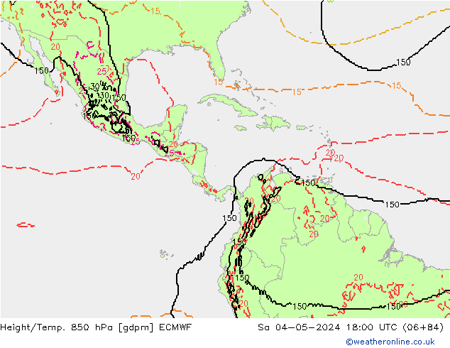 Height/Temp. 850 hPa ECMWF Sa 04.05.2024 18 UTC