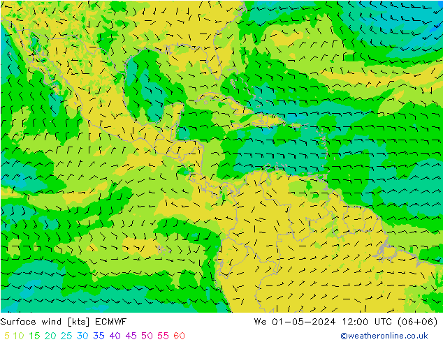 Rüzgar 10 m ECMWF Çar 01.05.2024 12 UTC