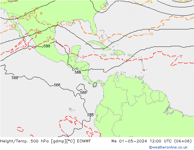 Height/Temp. 500 hPa ECMWF  01.05.2024 12 UTC