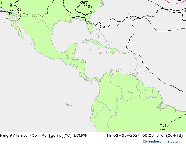 Height/Temp. 700 hPa ECMWF gio 02.05.2024 00 UTC