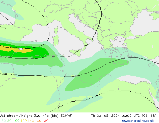 Corriente en chorro ECMWF jue 02.05.2024 00 UTC