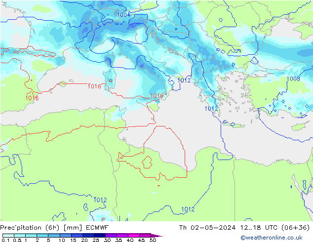 осадки (6h) ECMWF чт 02.05.2024 18 UTC