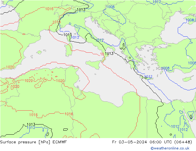 Surface pressure ECMWF Fr 03.05.2024 06 UTC