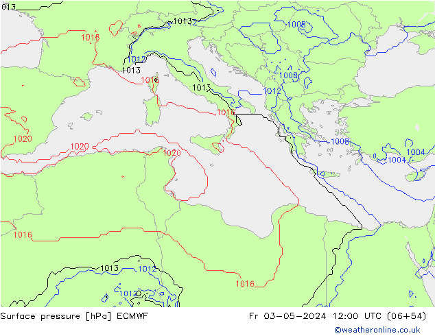 pressão do solo ECMWF Sex 03.05.2024 12 UTC