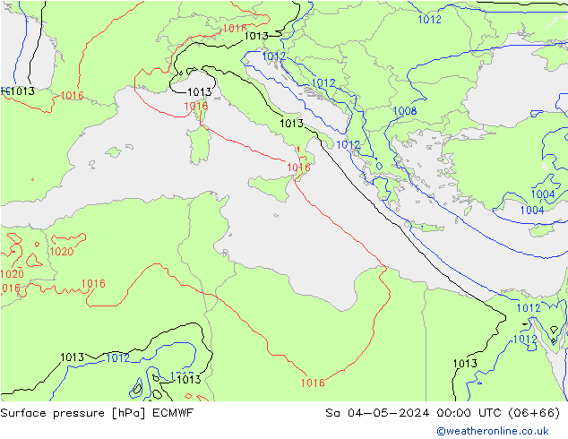 Surface pressure ECMWF Sa 04.05.2024 00 UTC