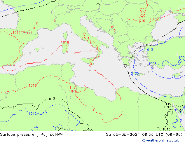 Presión superficial ECMWF dom 05.05.2024 06 UTC