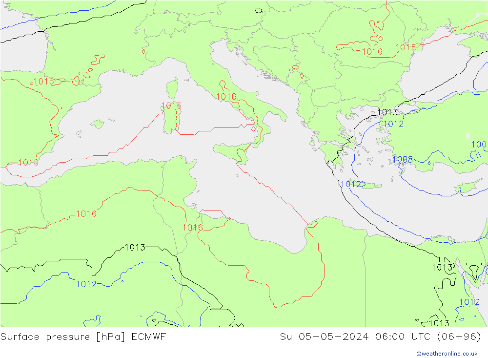 Luchtdruk (Grond) ECMWF zo 05.05.2024 06 UTC