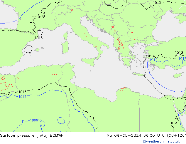 Surface pressure ECMWF Mo 06.05.2024 06 UTC