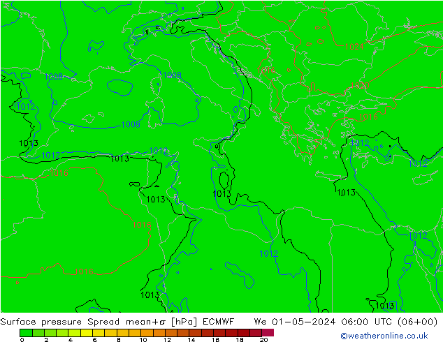 Bodendruck Spread ECMWF Mi 01.05.2024 06 UTC