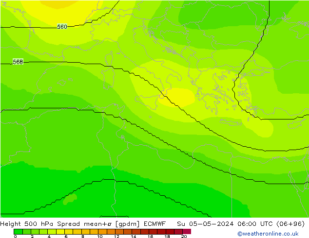 Geop. 500 hPa Spread ECMWF dom 05.05.2024 06 UTC