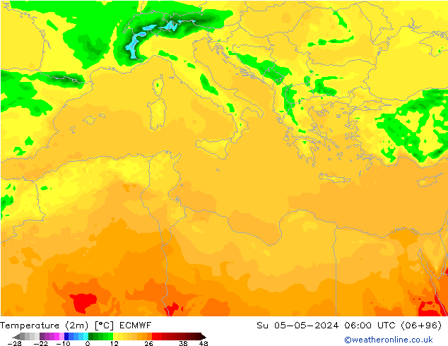 Temperatura (2m) ECMWF dom 05.05.2024 06 UTC