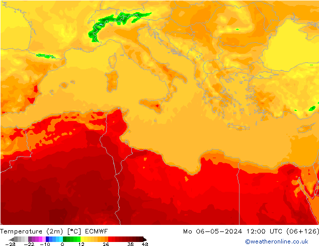 Temperatura (2m) ECMWF Seg 06.05.2024 12 UTC