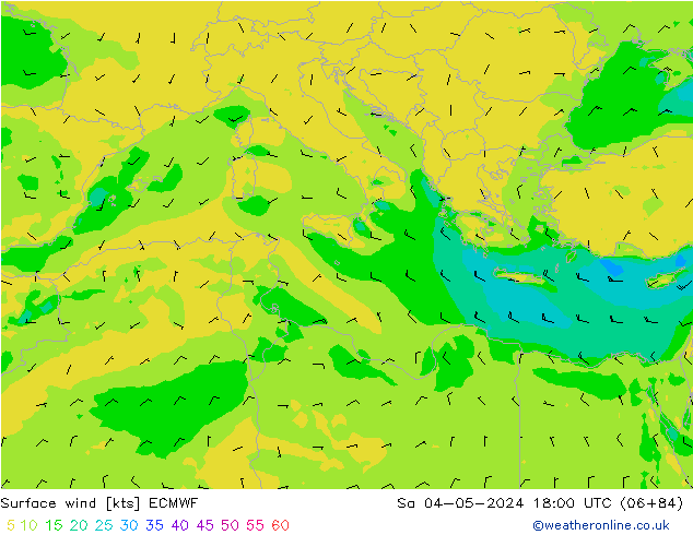 Vento 10 m ECMWF Sáb 04.05.2024 18 UTC