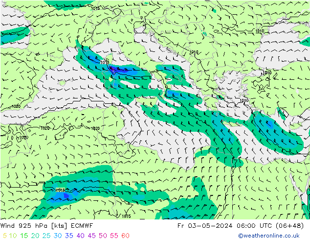 Wind 925 hPa ECMWF Fr 03.05.2024 06 UTC