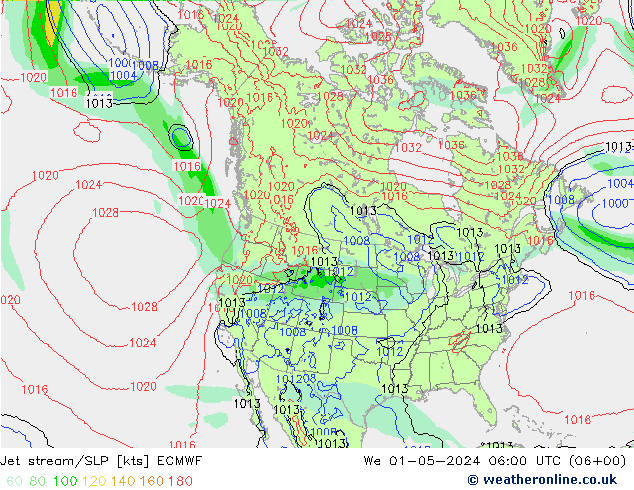 Jet stream/SLP ECMWF We 01.05.2024 06 UTC