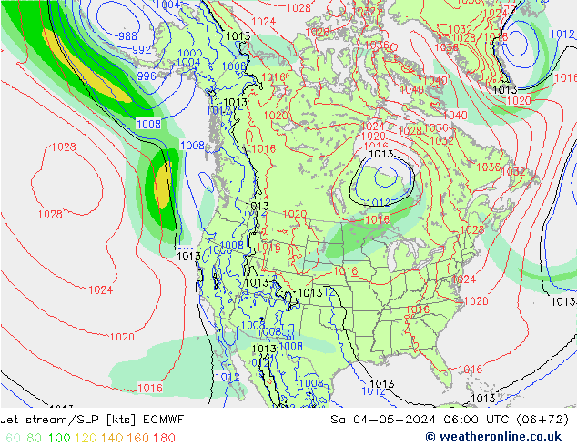 Jet stream/SLP ECMWF Sa 04.05.2024 06 UTC