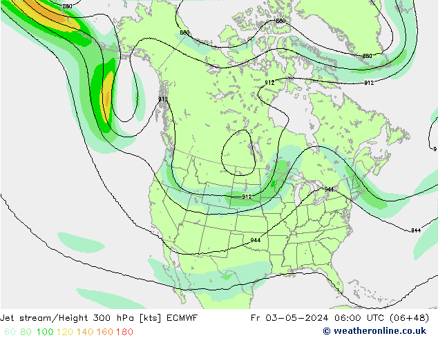 Jet stream/Height 300 hPa ECMWF Fr 03.05.2024 06 UTC