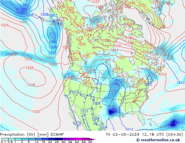 Precipitation (6h) ECMWF Čt 02.05.2024 18 UTC