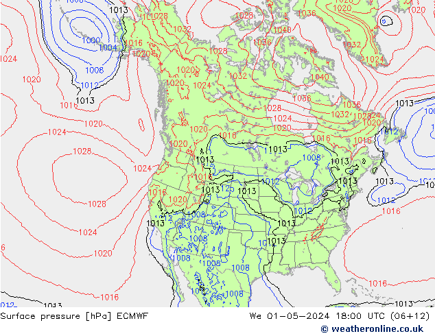 Yer basıncı ECMWF Çar 01.05.2024 18 UTC