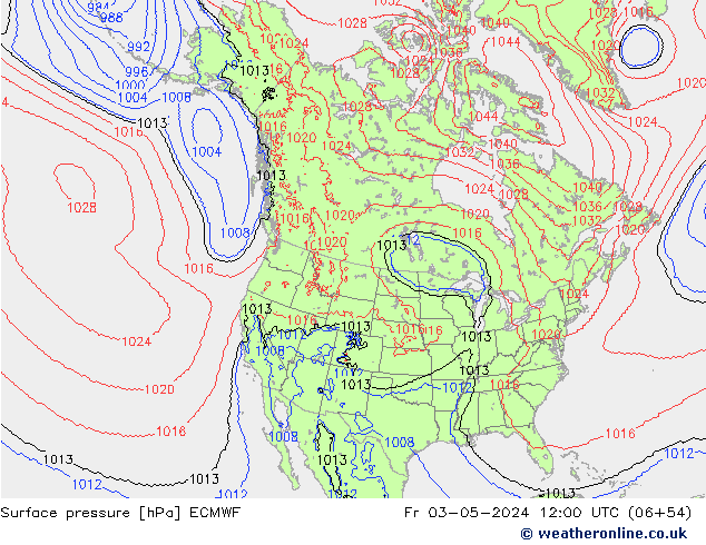 Pressione al suolo ECMWF ven 03.05.2024 12 UTC