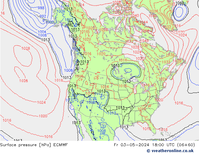 Atmosférický tlak ECMWF Pá 03.05.2024 18 UTC